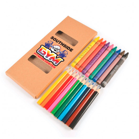 Promotional  Coloured Pencil and Crayon Boxes Angle Branded